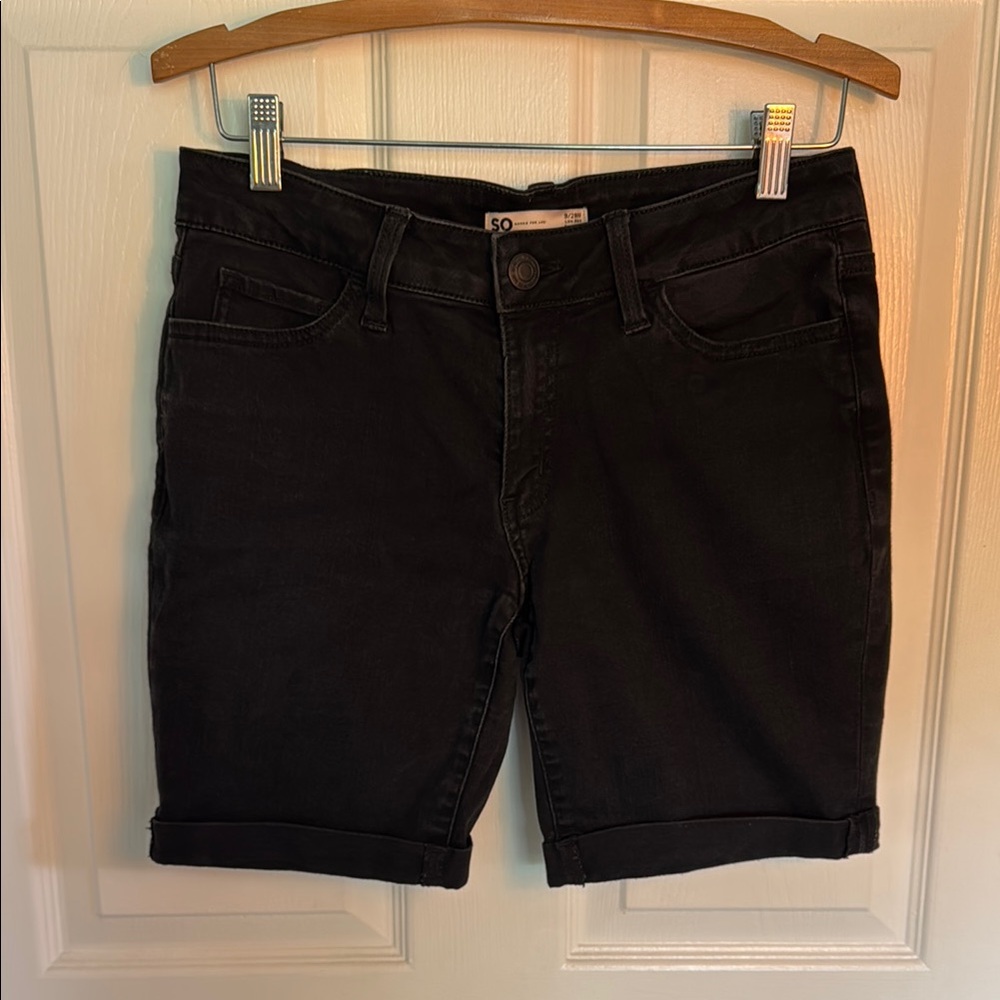 SO Black Low Rise Denim Bermuda Shorts